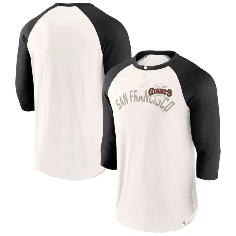 Men's San Francisco Giants Fanatics White/Black Backdoor Slider Raglan 3/4-Sleeve T-Shirt
