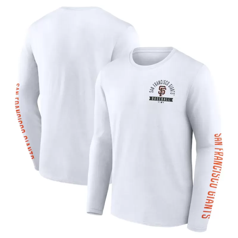 Men's San Francisco Giants Fanatics White Press Box Long Sleeve T-Shirt Men's San Francisco Giants Fanatics White Press Box Long Sleeve T-Shirt