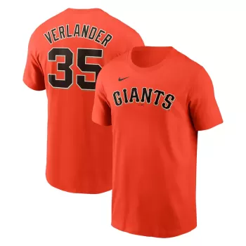 Men's San Francisco Giants Justin Verlander Nike Orange Fuse Name & Number T-Shirt Men's San Francisco Giants Justin Verlander Nike Orange Fuse Name & Number T-Shirt