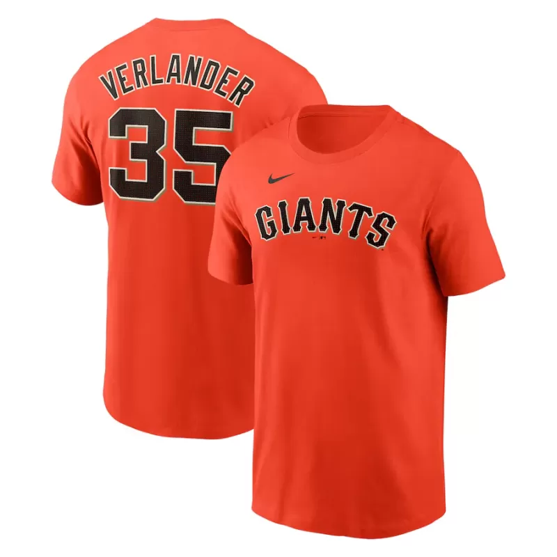 Men's San Francisco Giants Justin Verlander Nike Orange Fuse Name & Number T-Shirt