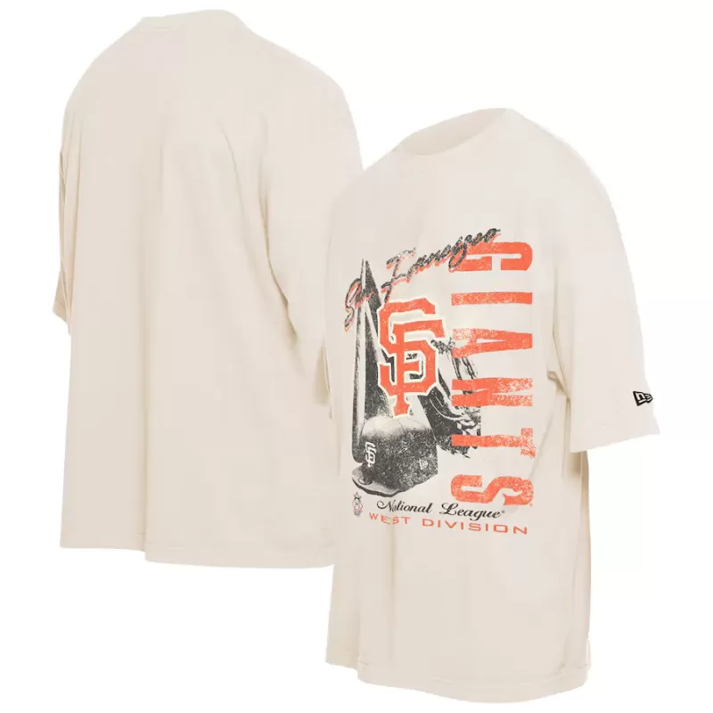 Men's San Francisco Giants New Era Cream Cooperstown Collection Oversized Throwback Distressed T-Shirt Men's San Francisco Giants New Era Cream Cooperstown Collection Oversized Throwback Distressed T-Shirt