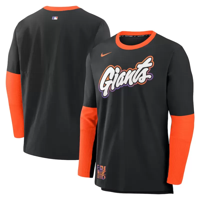 Men's San Francisco Giants Nike Black/Orange 2025 City Connect Authentic Collection Lightweight Player Tri-Blend Performance Long Sleeve T-Shirt