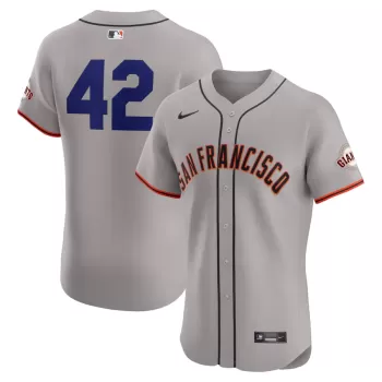 Men's San Francisco Giants Nike Gray Road 2024 Jackie Robinson Day Elite Jersey Men's San Francisco Giants Nike Gray Road 2024 Jackie Robinson Day Elite Jersey