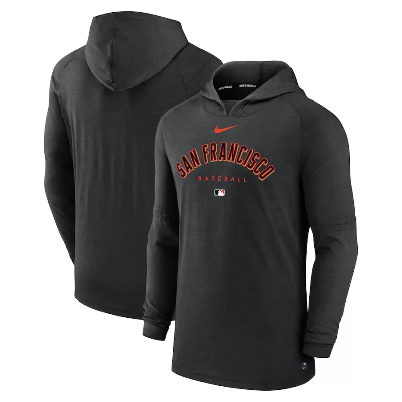 Men's San Francisco Giants Nike Heather Black Authentic Collection Early Work Tri-Blend Performance Pullover Hoodie