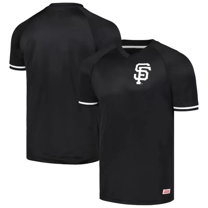 Men's San Francisco Giants Stitches Black Raglan V-Neck Jersey Men's San Francisco Giants Stitches Black Raglan V-Neck Jersey