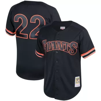 Men's San Francisco Giants Will Clark Mitchell & Ness Black Cooperstown Collection Mesh Batting Practice Button-Up Jersey Men's San Francisco Giants Will Clark Mitchell & Ness Black Cooperstown Collection Mesh Batting Practice Button-Up Jersey