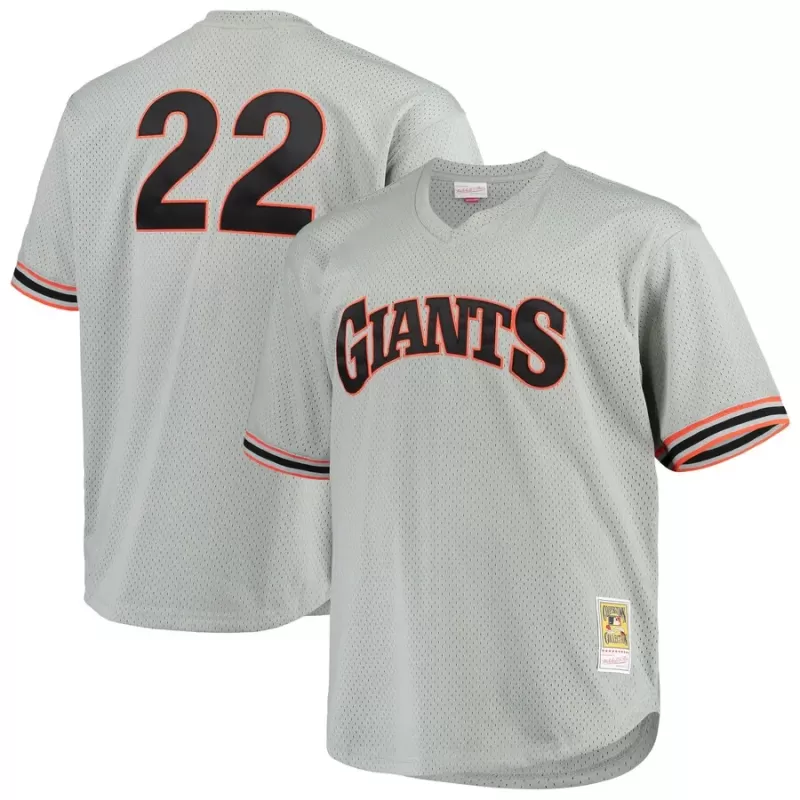 Men's San Francisco Giants Will Clark Mitchell & Ness Gray Big & Tall Cooperstown Collection Mesh Batting Practice Jersey