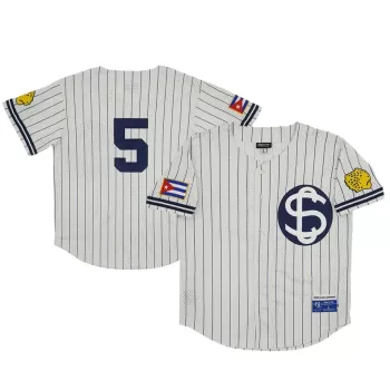 Men's Santa Clara Leopardos #5 Rings & Crwns Cream Mesh Button-Down Replica Jersey