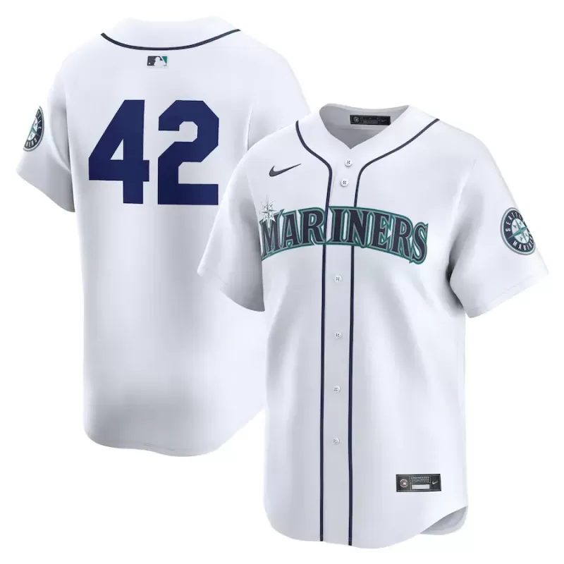 Men's Seattle Mariners Nike White 2024 Jackie Robinson Day Home Limited Jersey Men's Seattle Mariners Nike White 2024 Jackie Robinson Day Home Limited Jersey