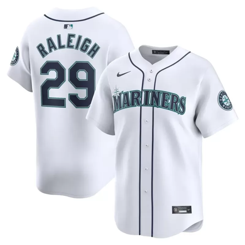 Men's Seattle Mariners Cal Raleigh Nike White Home Limited Player Jersey Men's Seattle Mariners Cal Raleigh Nike White Home Limited Player Jersey