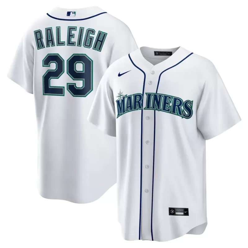 Men's Seattle Mariners Cal Raleigh Nike White Home Replica Player Jersey Men's Seattle Mariners Cal Raleigh Nike White Home Replica Player Jersey