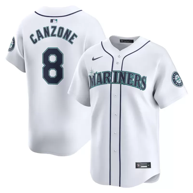 Men's Seattle Mariners Dominic Canzone Nike White Home Limited Player Jersey Men's Seattle Mariners Dominic Canzone Nike White Home Limited Player Jersey