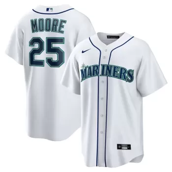 Men's Seattle Mariners Dylan Moore Nike White Home Replica Jersey Men's Seattle Mariners Dylan Moore Nike White Home Replica Jersey