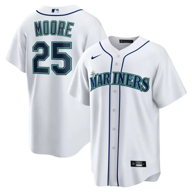 Men's Seattle Mariners Dylan Moore Nike White Home Replica Jersey Men's Seattle Mariners Dylan Moore Nike White Home Replica Jersey