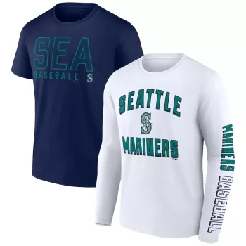 Men's Seattle Mariners Fanatics Navy/White Two-Pack Combo T-Shirt Set Men's Seattle Mariners Fanatics Navy/White Two-Pack Combo T-Shirt Set