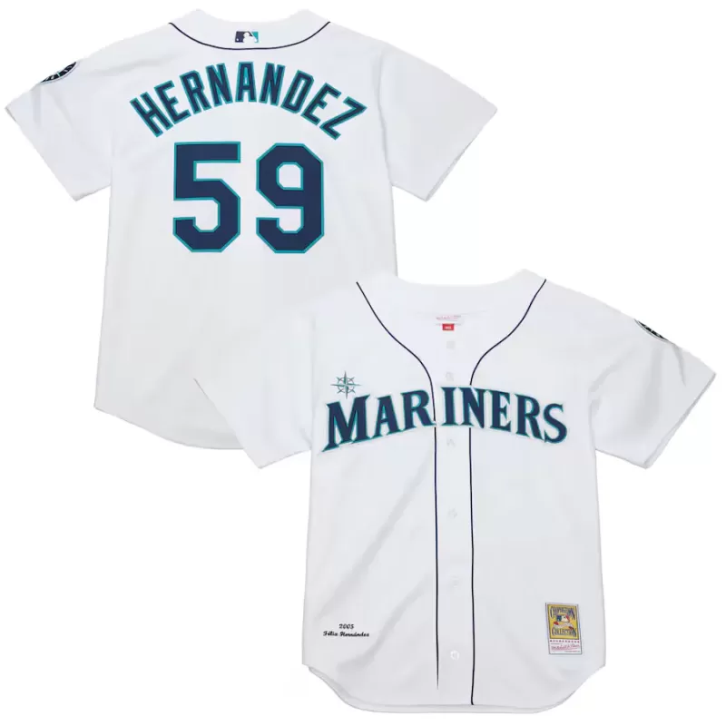 Men's Seattle Mariners Felix Hernandez Mitchell & Ness White Cooperstown Collection Authentic Jersey Men's Seattle Mariners Felix Hernandez Mitchell & Ness White Cooperstown Collection Authentic Jersey
