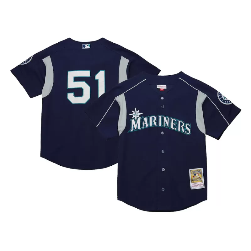 Men's Seattle Mariners Ichiro Suzuki Mitchell & Ness Navy Cooperstown Collection Batting Practice Jersey Men's Seattle Mariners Ichiro Suzuki Mitchell & Ness Navy Cooperstown Collection Batting Practice Jersey