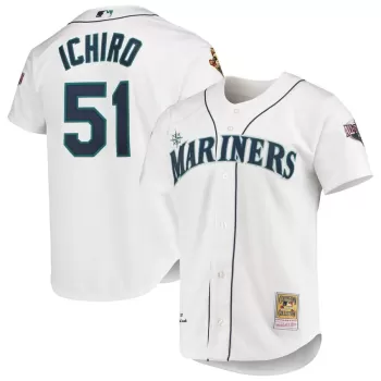 Men's Seattle Mariners Ichiro Suzuki Mitchell & Ness White 2001 MLB All-Star Game Cooperstown Collection Authentic Jersey Men's Seattle Mariners Ichiro Suzuki Mitchell & Ness White 2001 MLB All-Star Game Cooperstown Collection Authentic Jersey