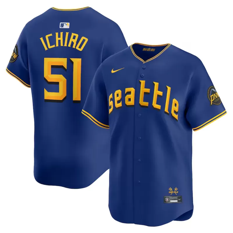 Men's Seattle Mariners Ichiro Suzuki Nike Royal City Connect Retired Player Jersey Men's Seattle Mariners Ichiro Suzuki Nike Royal City Connect Retired Player Jersey