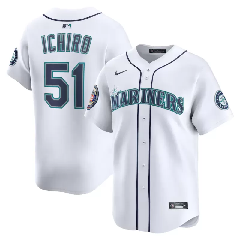 Men's Seattle Mariners Ichiro Suzuki Nike White 2025 National Baseball Hall of Fame Nike Home Limited Player Jersey Men's Seattle Mariners Ichiro Suzuki Nike White 2025 National Baseball Hall of Fame Nike Home Limited Player Jersey