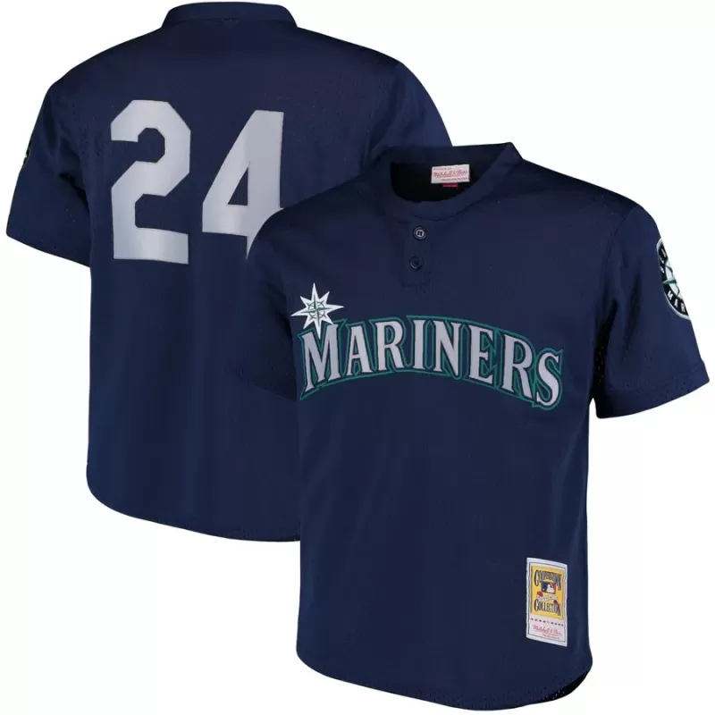 Men's Seattle Mariners Ken Griffey Jr. Mitchell & Ness Navy Cooperstown Collection Mesh Batting Practice Jersey Men's Seattle Mariners Ken Griffey Jr. Mitchell & Ness Navy Cooperstown Collection Mesh Batting Practice Jersey