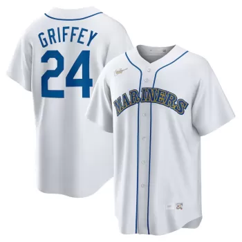 Men's Seattle Mariners Ken Griffey Jr. Nike White Home Cooperstown Collection Player Jersey Men's Seattle Mariners Ken Griffey Jr. Nike White Home Cooperstown Collection Player Jersey