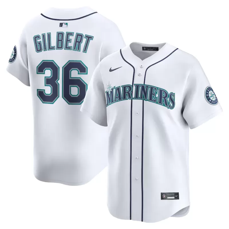 Men's Seattle Mariners Logan Gilbert Nike White Alternate Limited Player Jersey