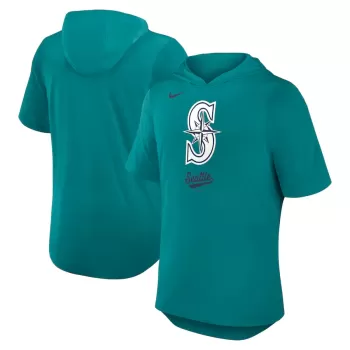 Men's Seattle Mariners Nike Aqua Tri-Blend Hoodie T-Shirt Men's Seattle Mariners Nike Aqua Tri-Blend Hoodie T-Shirt