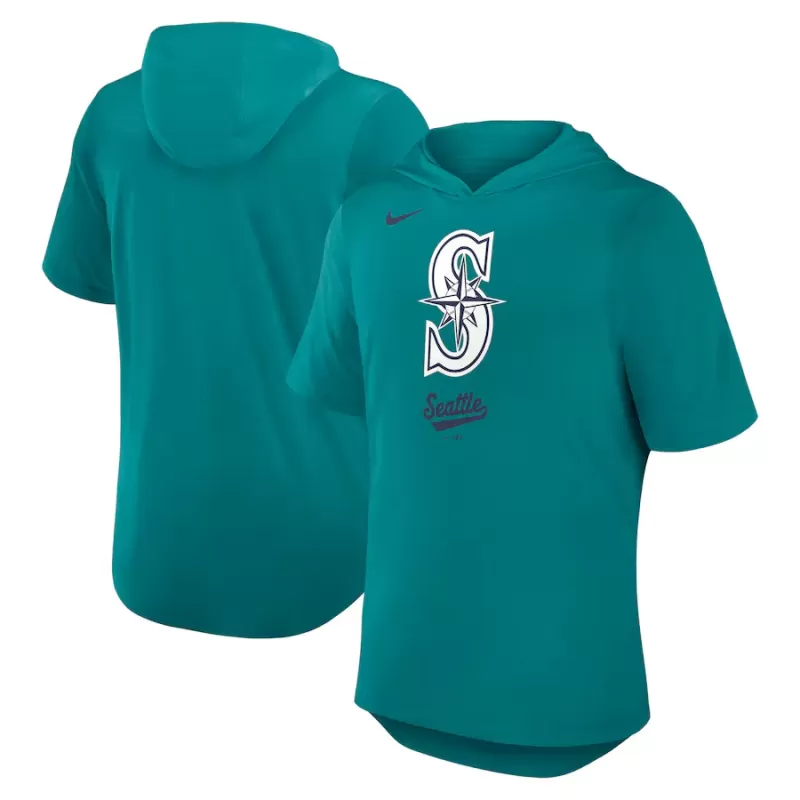 Men's Seattle Mariners Nike Aqua Tri-Blend Hoodie T-Shirt