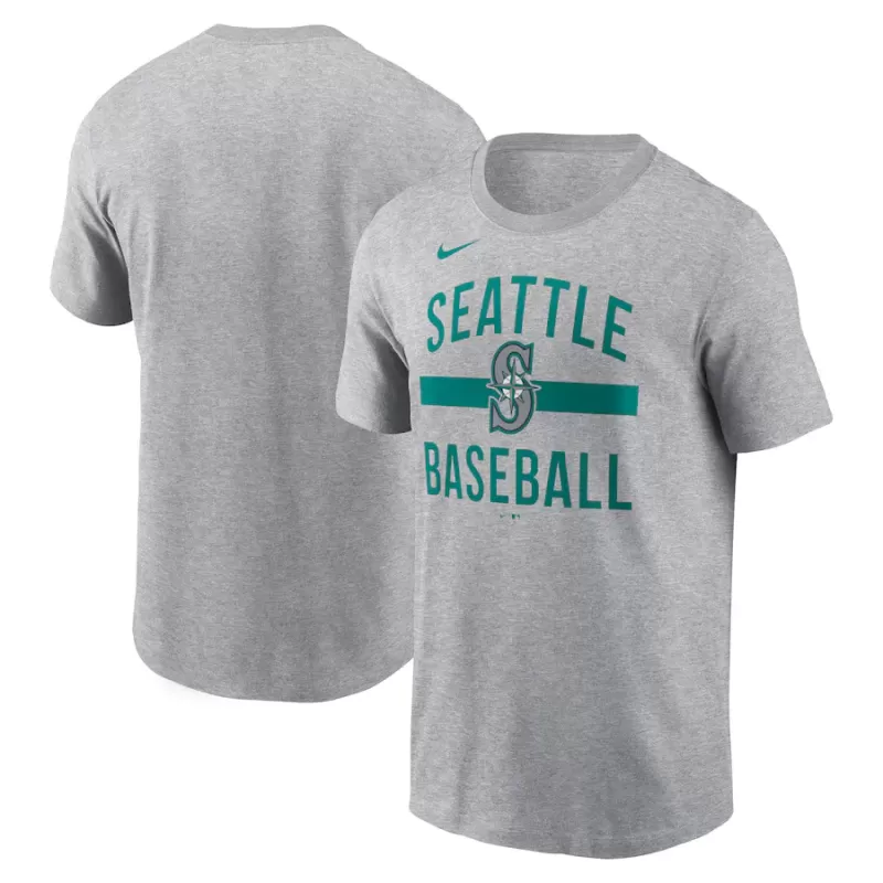 Men's Seattle Mariners Nike Heather Gray Arched T-Shirt Men's Seattle Mariners Nike Heather Gray Arched T-Shirt