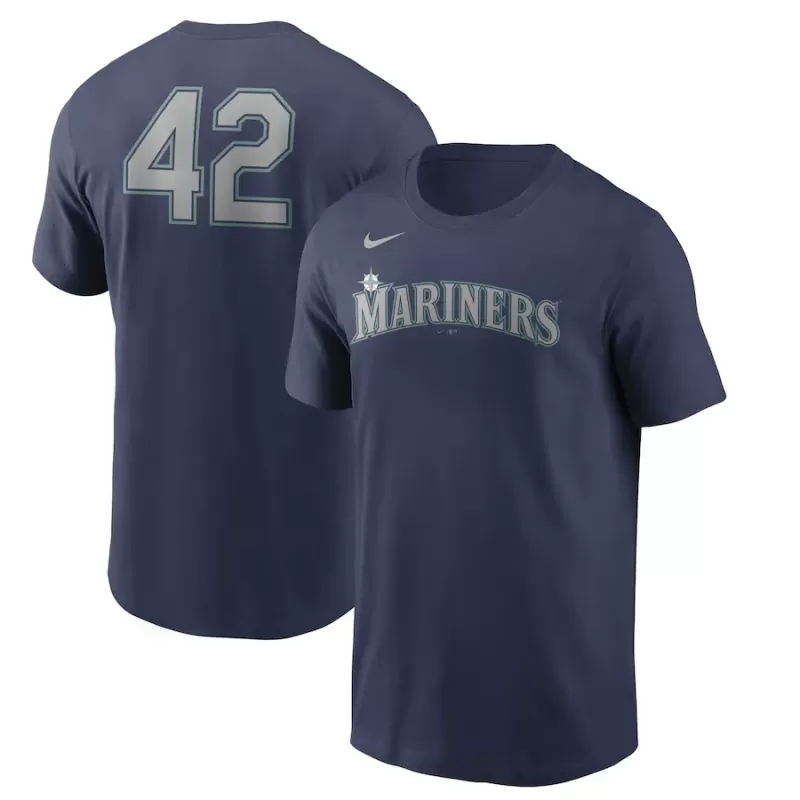 Men's Seattle Mariners Nike Navy Jackie Robinson Day Team 42 T-Shirt Men's Seattle Mariners Nike Navy Jackie Robinson Day Team 42 T-Shirt