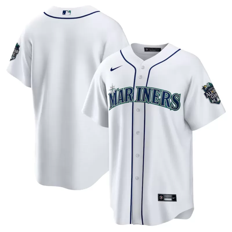Men's Seattle Mariners Nike White Home 2023 MLB All-Star Game Patch Replica Player Jersey Men's Seattle Mariners Nike White Home 2023 MLB All-Star Game Patch Replica Player Jersey
