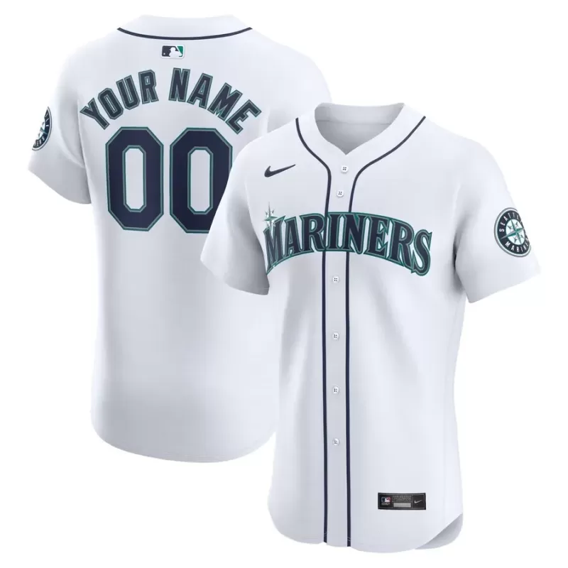 Men's Seattle Mariners Nike White Home Elite Custom Jersey Men's Seattle Mariners Nike White Home Elite Custom Jersey
