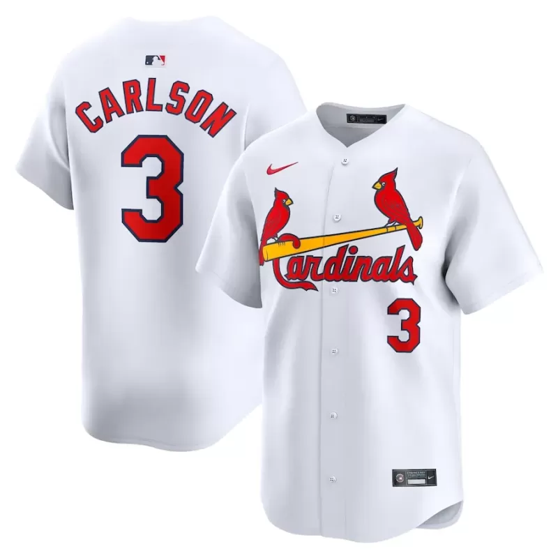 Men's St. Louis Cardinals Dylan Carlson Nike White Home Limited Player Jersey Men's St. Louis Cardinals Dylan Carlson Nike White Home Limited Player Jersey