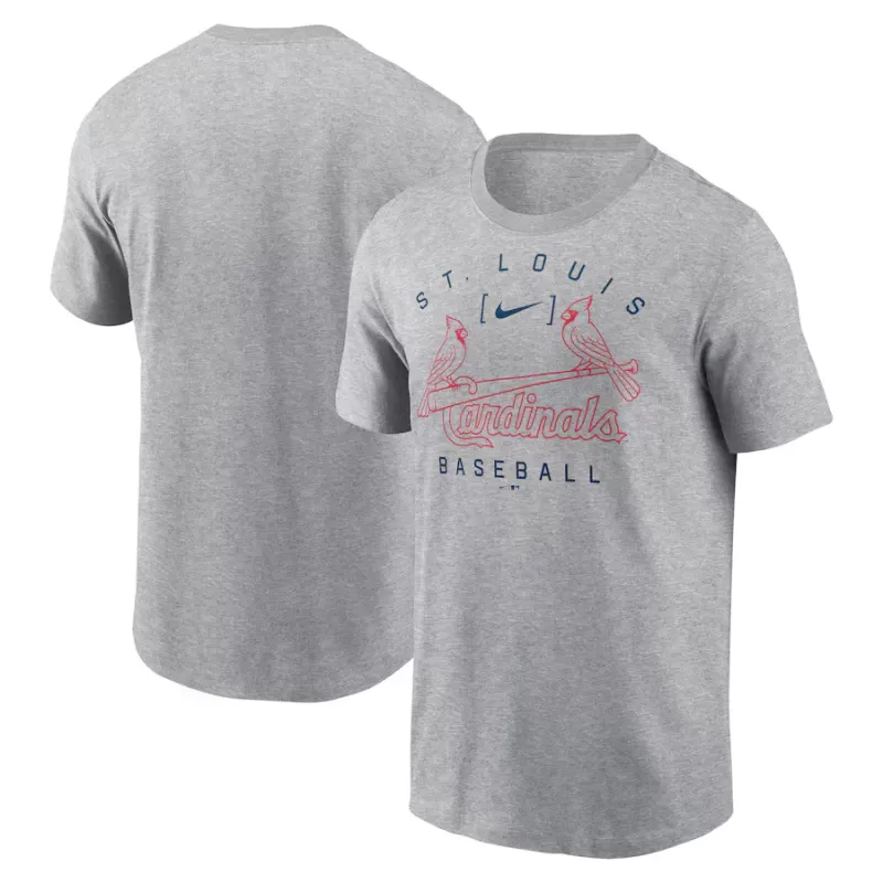 Men's St. Louis Cardinals Nike Heather Gray Home Team Athletic Arch T-Shirt Men's St. Louis Cardinals Nike Heather Gray Home Team Athletic Arch T-Shirt