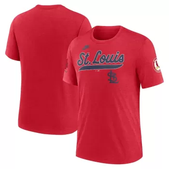 Men's St. Louis Cardinals Nike Heather Red Cooperstown Collection Eras Tri-Blend T-Shirt Men's St. Louis Cardinals Nike Heather Red Cooperstown Collection Eras Tri-Blend T-Shirt