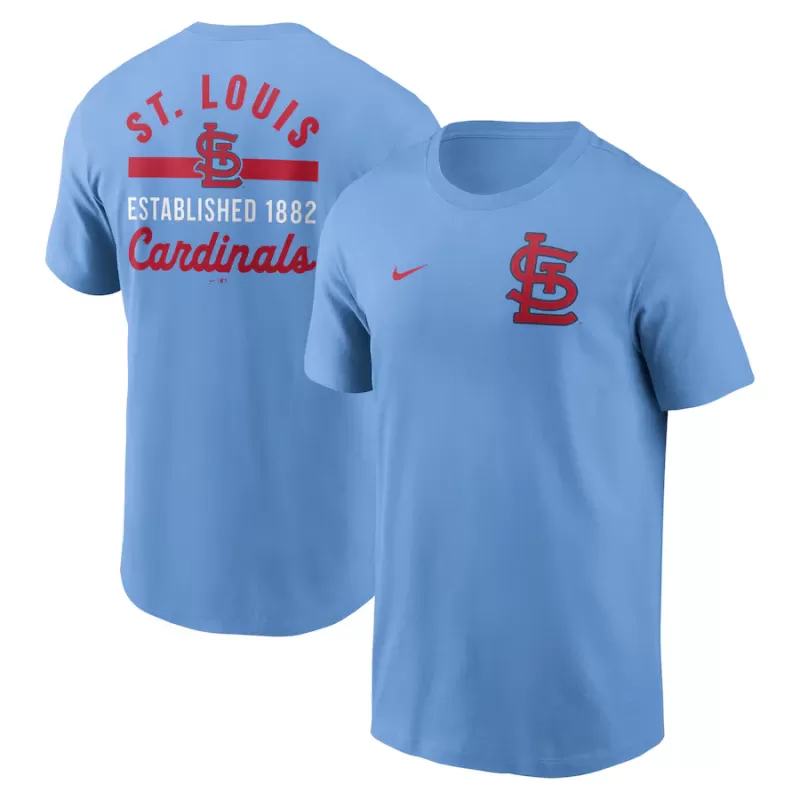 Men's St. Louis Cardinals Nike Light Blue 2-Hit T-Shirt Men's St. Louis Cardinals Nike Light Blue 2-Hit T-Shirt