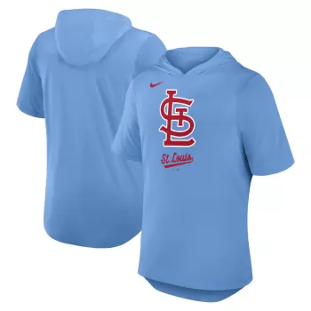 Men's St. Louis Cardinals Nike Light Blue Tri-Blend Hoodie T-Shirt Men's St. Louis Cardinals Nike Light Blue Tri-Blend Hoodie T-Shirt