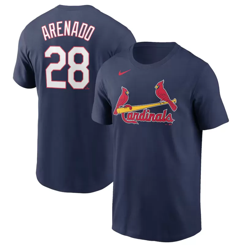 Men's St. Louis Cardinals Nolan Arenado Nike Navy Name & Number T-Shirt Men's St. Louis Cardinals Nolan Arenado Nike Navy Name & Number T-Shirt