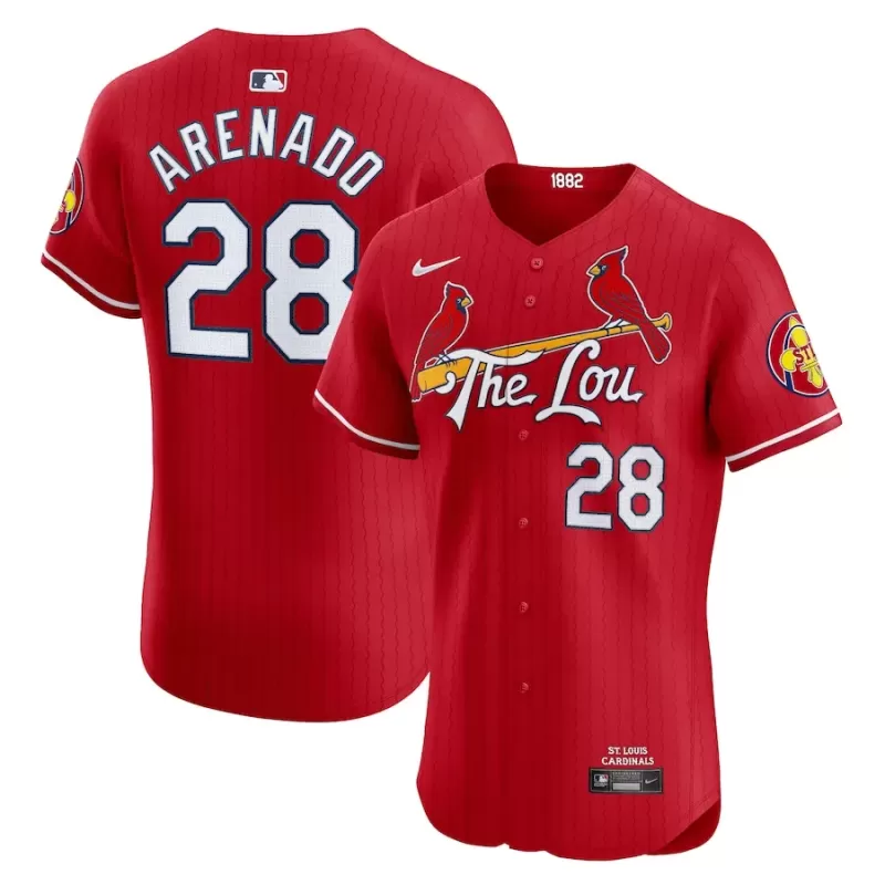 Men's St. Louis Cardinals Nolan Arenado Nike Red 2024 City Connect Elite Player Jersey Men's St. Louis Cardinals Nolan Arenado Nike Red 2024 City Connect Elite Player Jersey