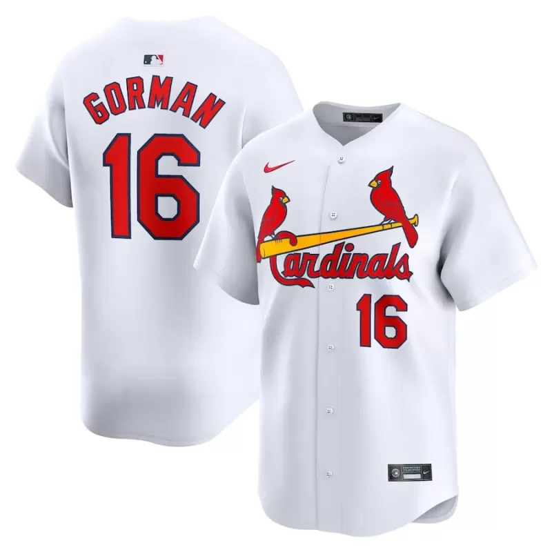 Men's St. Louis Cardinals Nolan Gorman Nike White Home Limited Player Jersey Men's St. Louis Cardinals Nolan Gorman Nike White Home Limited Player Jersey