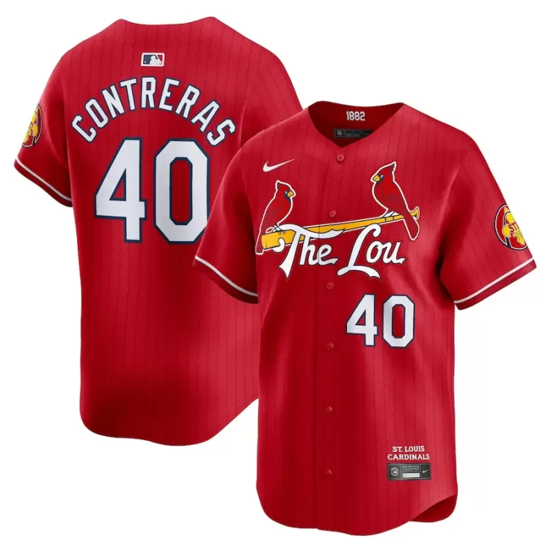 Men's St. Louis Cardinals Willson Contreras Nike Red 2024 City Connect Limited Player Jersey Men's St. Louis Cardinals Willson Contreras Nike Red 2024 City Connect Limited Player Jersey