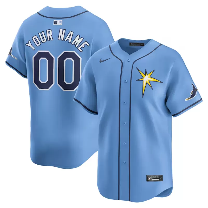 Men's Tampa Bay Rays Nike Light Blue Alternate Limited Custom Jersey Men's Tampa Bay Rays Nike Light Blue Alternate Limited Custom Jersey