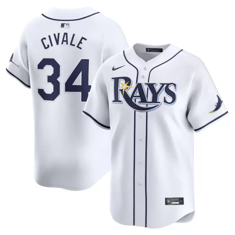 Men's Tampa Bay Rays Aaron Civale Nike White Home Limited Player Jersey Men's Tampa Bay Rays Aaron Civale Nike White Home Limited Player Jersey