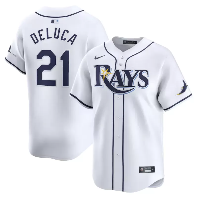 Men's Tampa Bay Rays Jonny DeLuca Nike White Home Limited Player Jersey Men's Tampa Bay Rays Jonny DeLuca Nike White Home Limited Player Jersey