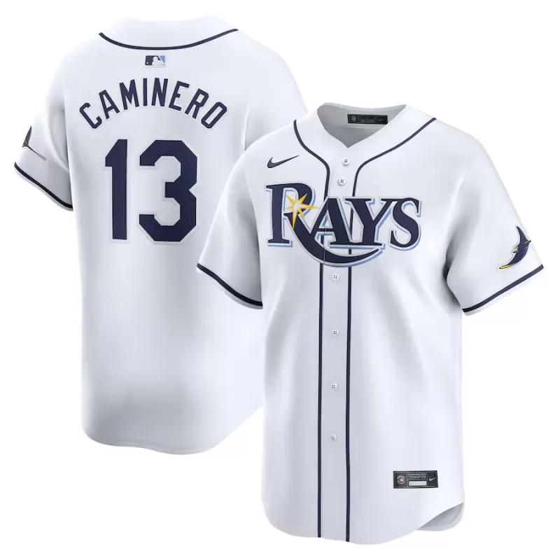 Men's Tampa Bay Rays Junior Caminero Nike White Home Limited Player Jersey Men's Tampa Bay Rays Junior Caminero Nike White Home Limited Player Jersey