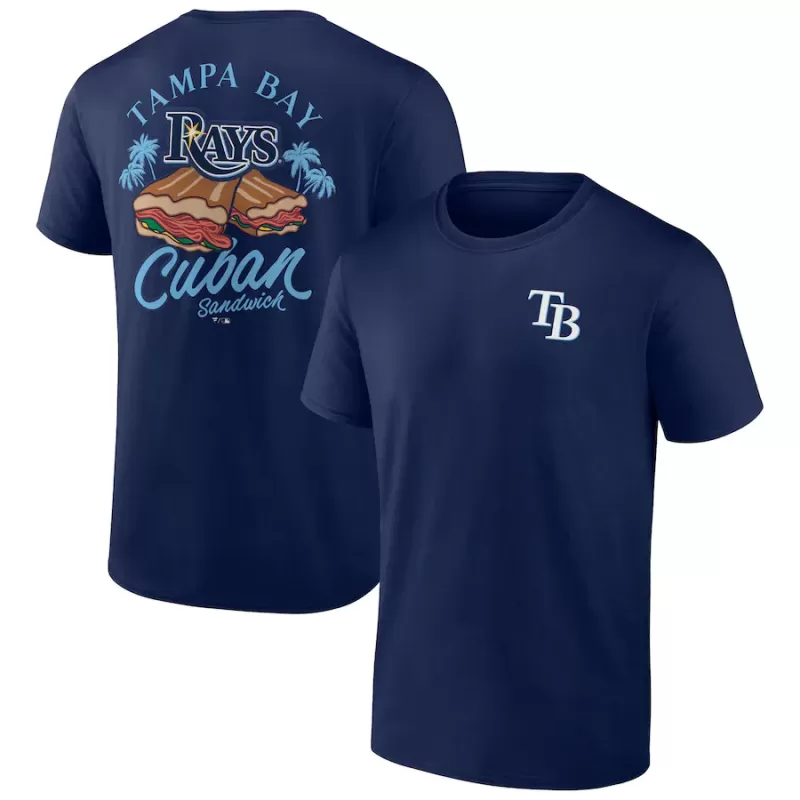 Men's Tampa Bay Rays Navy Cuban Sandwich T-Shirt Men's Tampa Bay Rays Navy Cuban Sandwich T-Shirt
