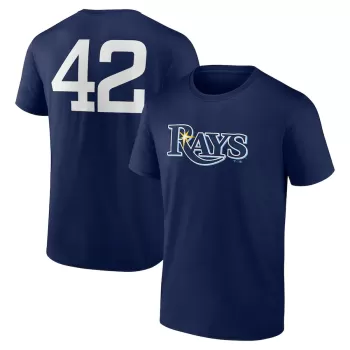 Men's Tampa Bay Rays Navy Jackie Robinson Day Name & Number T-Shirt Men's Tampa Bay Rays Navy Jackie Robinson Day Name & Number T-Shirt