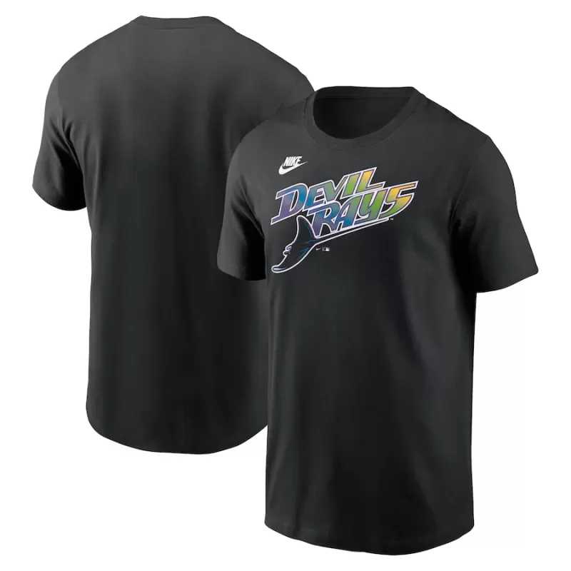 Men's Tampa Bay Rays Nike Black Cooperstown Wordmark T-Shirt Men's Tampa Bay Rays Nike Black Cooperstown Wordmark T-Shirt