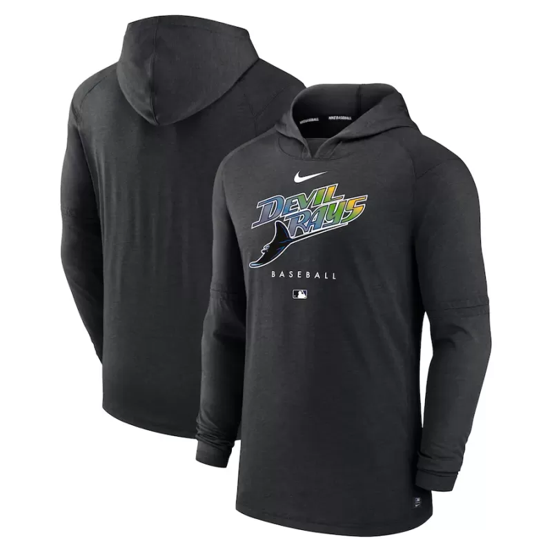 Men's Tampa Bay Rays Nike Heather Black Authentic Collection Early Work Tri-Blend Performance Pullover Hoodie Men's Tampa Bay Rays Nike Heather Black Authentic Collection Early Work Tri-Blend Performance Pullover Hoodie
